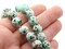 40 10mm Mint Green with Red & Pink Splatter Paint Smooth Round Glass Beads